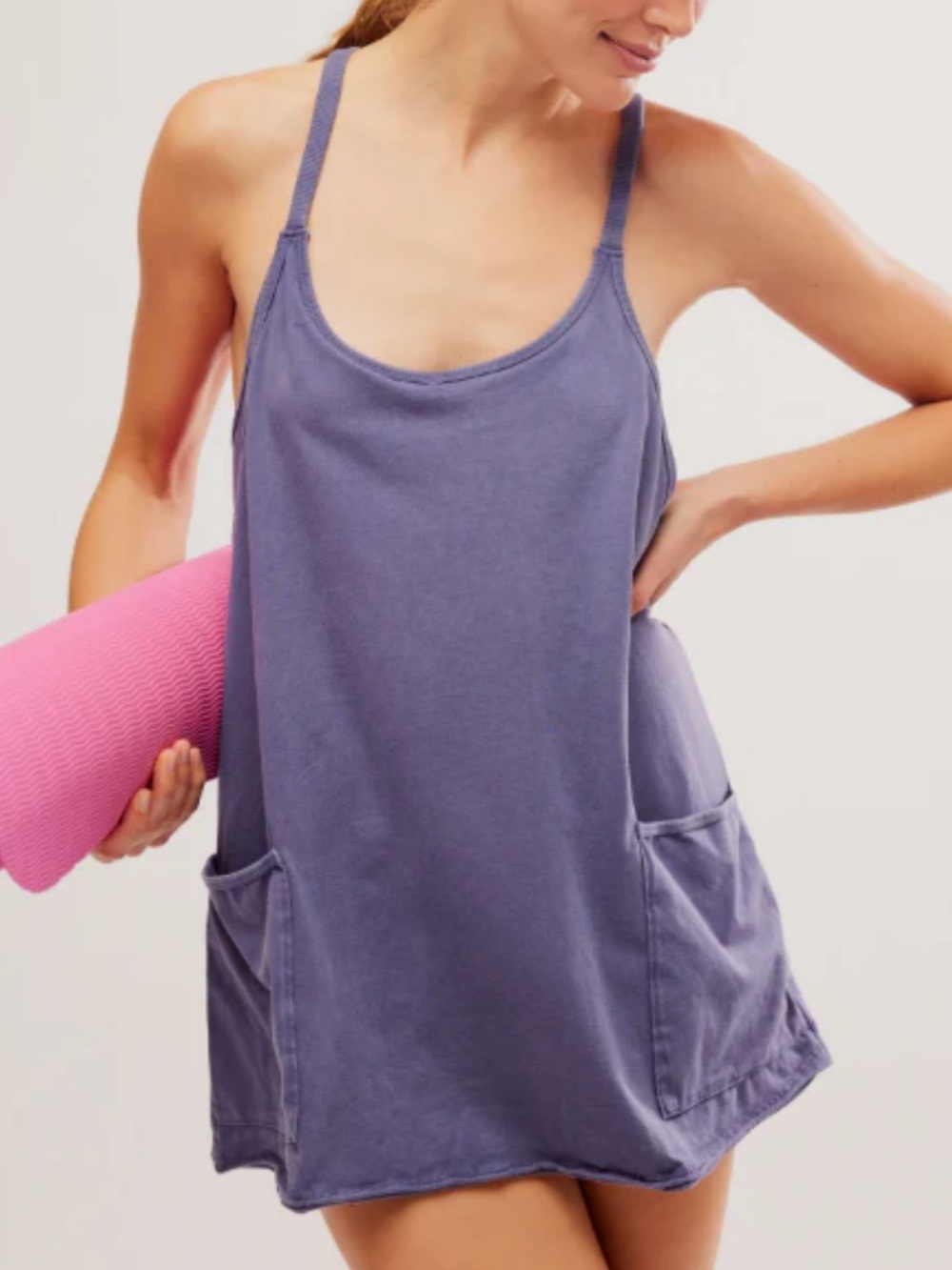 FP Movement by Free People hot shot mini blue indigo Romper with Pockets
